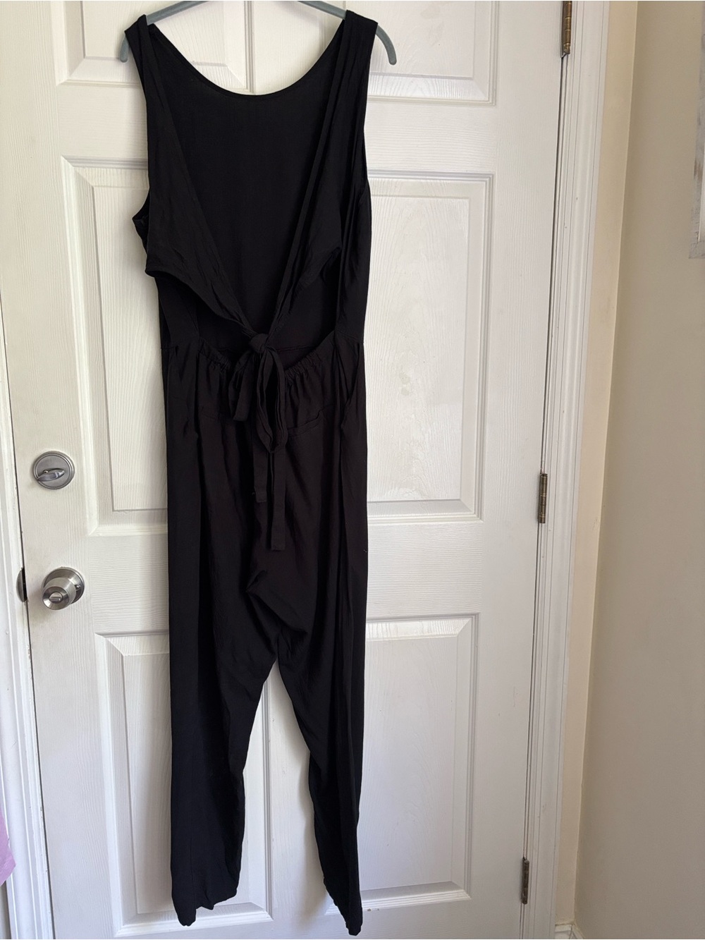 MARINE LAYER Eloise Jumpsuit Sleeveless Black Tie-Waist Tencel Stretch Sz Large - Picture 4 of 16